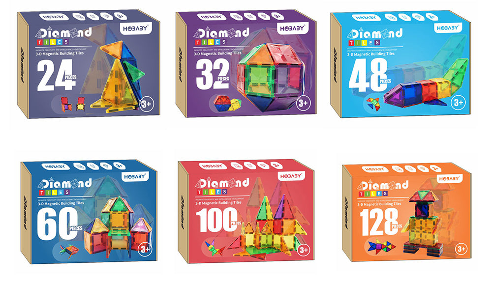 HOBABY 24pcs Prism Magnetic Tiles