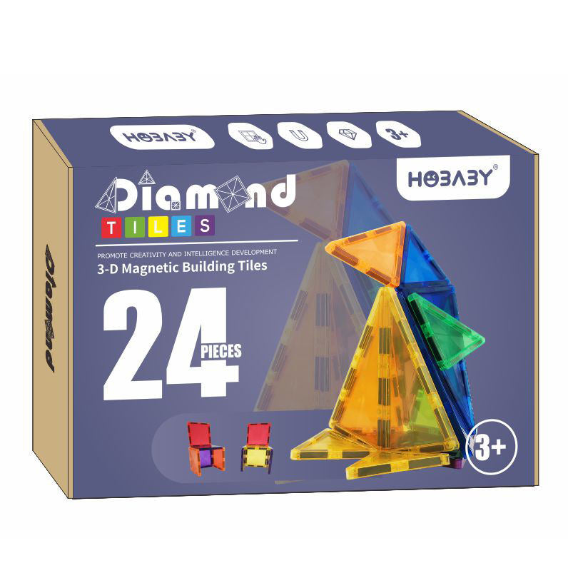 HOBABY 24pcs Prism Magnetic Tiles